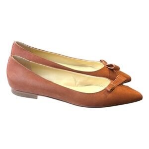 Sarah Flint Natalie Pointed Bow Flats in Saddle Vachetta Brown IT39.5 / US9 $375